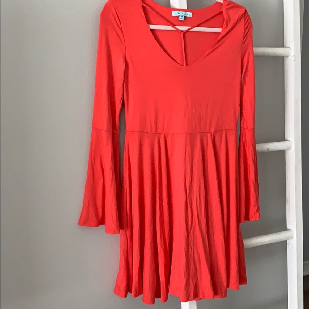 Coral bell sleeve dress